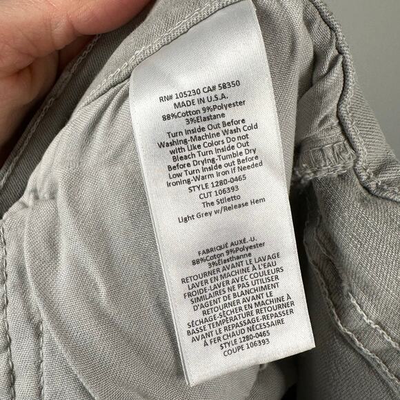 Current/Elliott Gray Cotton Blend Stiletto Dillon Raw Hem Jean Women's 28 - Picture 9 of 9